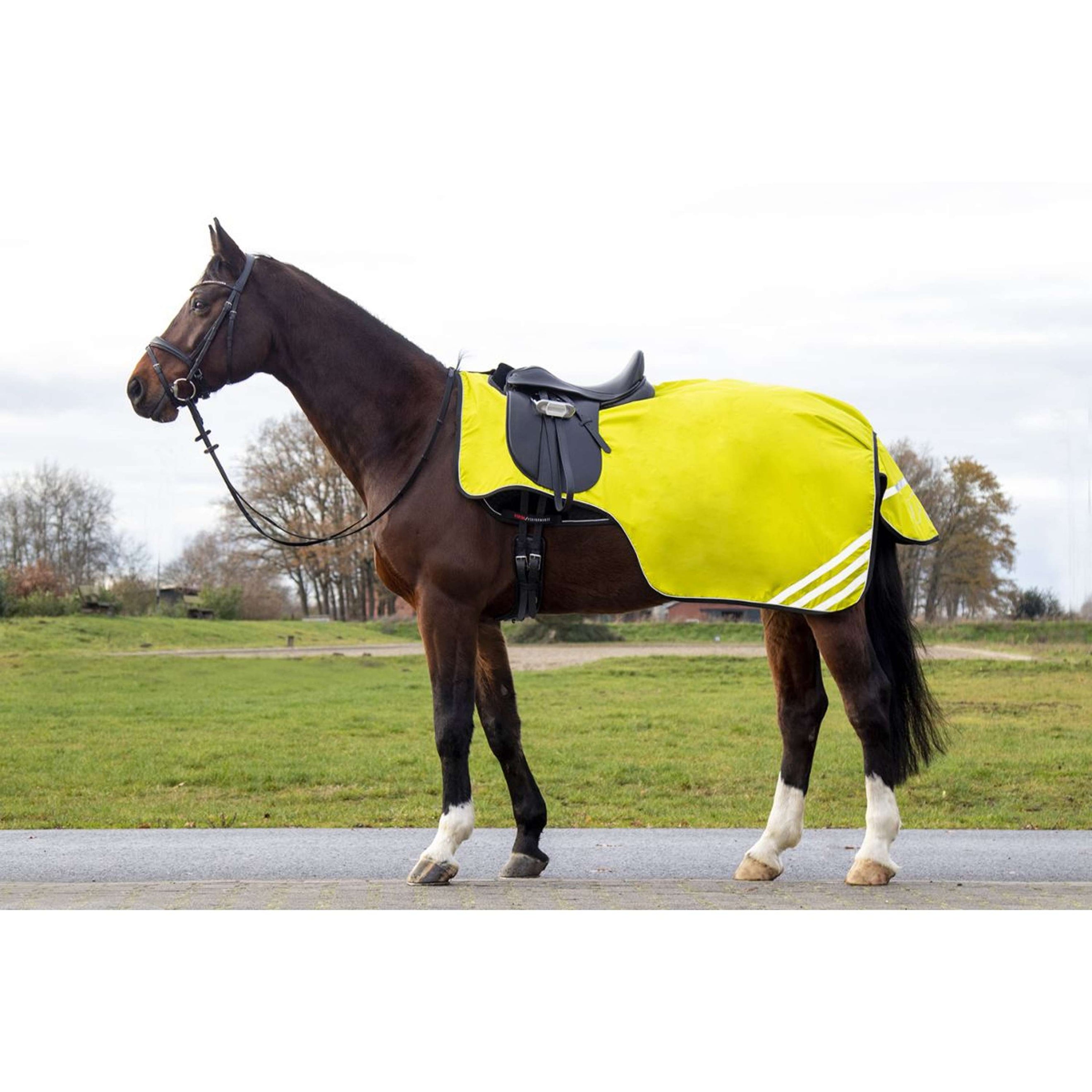 HKM Exercise Rug Reflective with Fleece Lining Neon Yellow