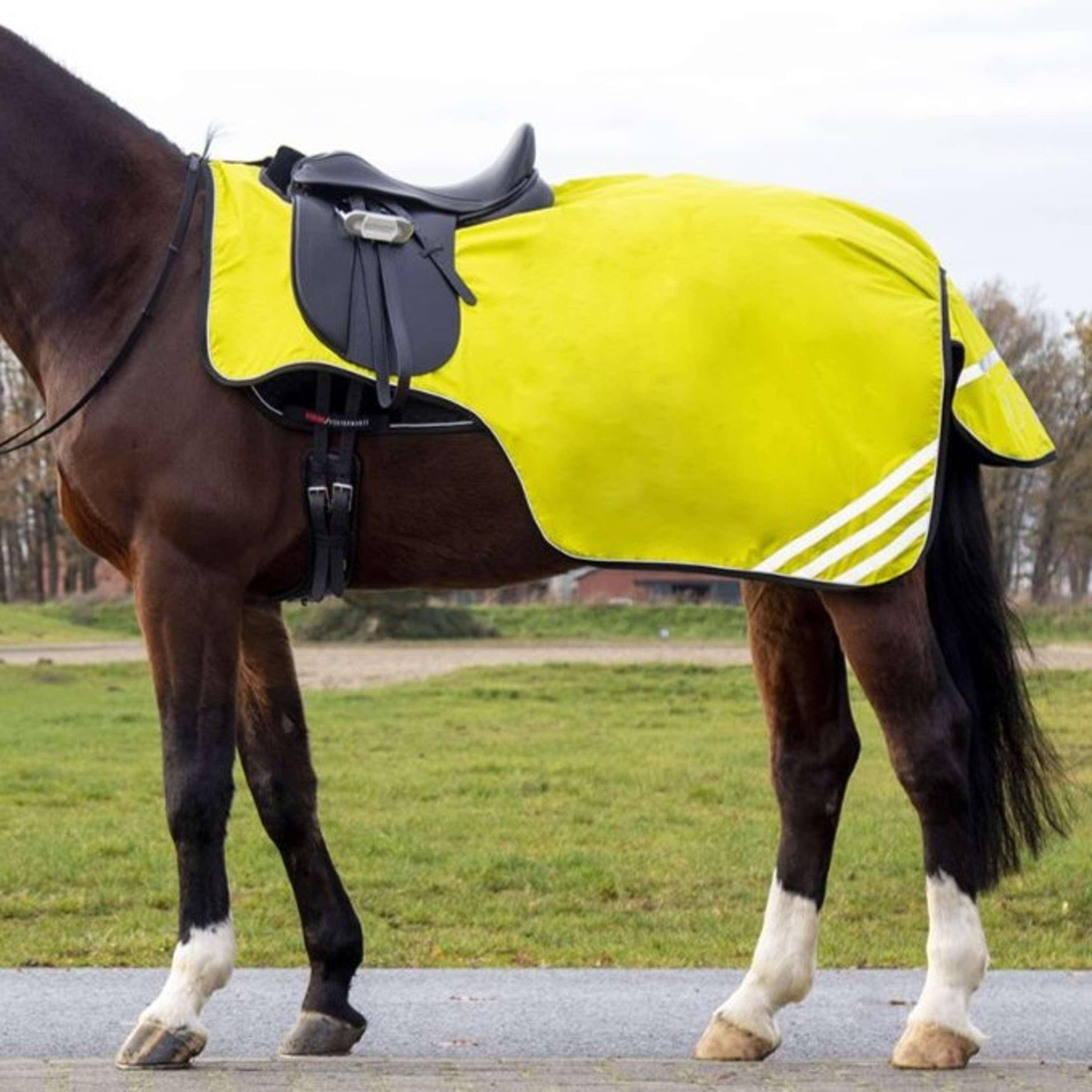 HKM Exercise Rug Reflective with Fleece Lining Neon Yellow