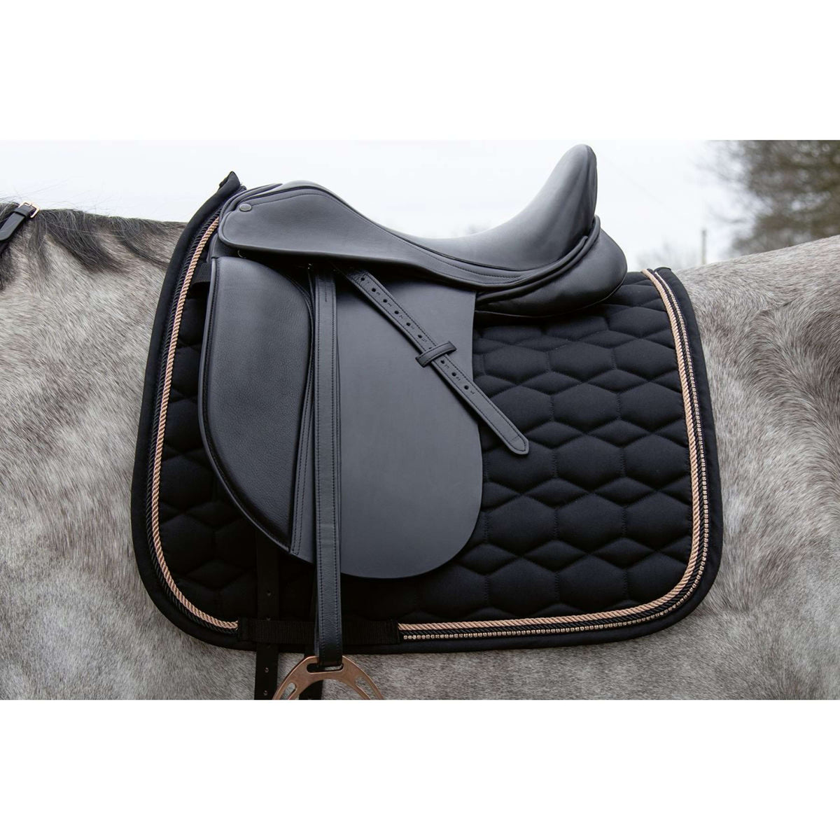 HKM Saddlepad Rosegold Glamour Dressage Black/Rosegold