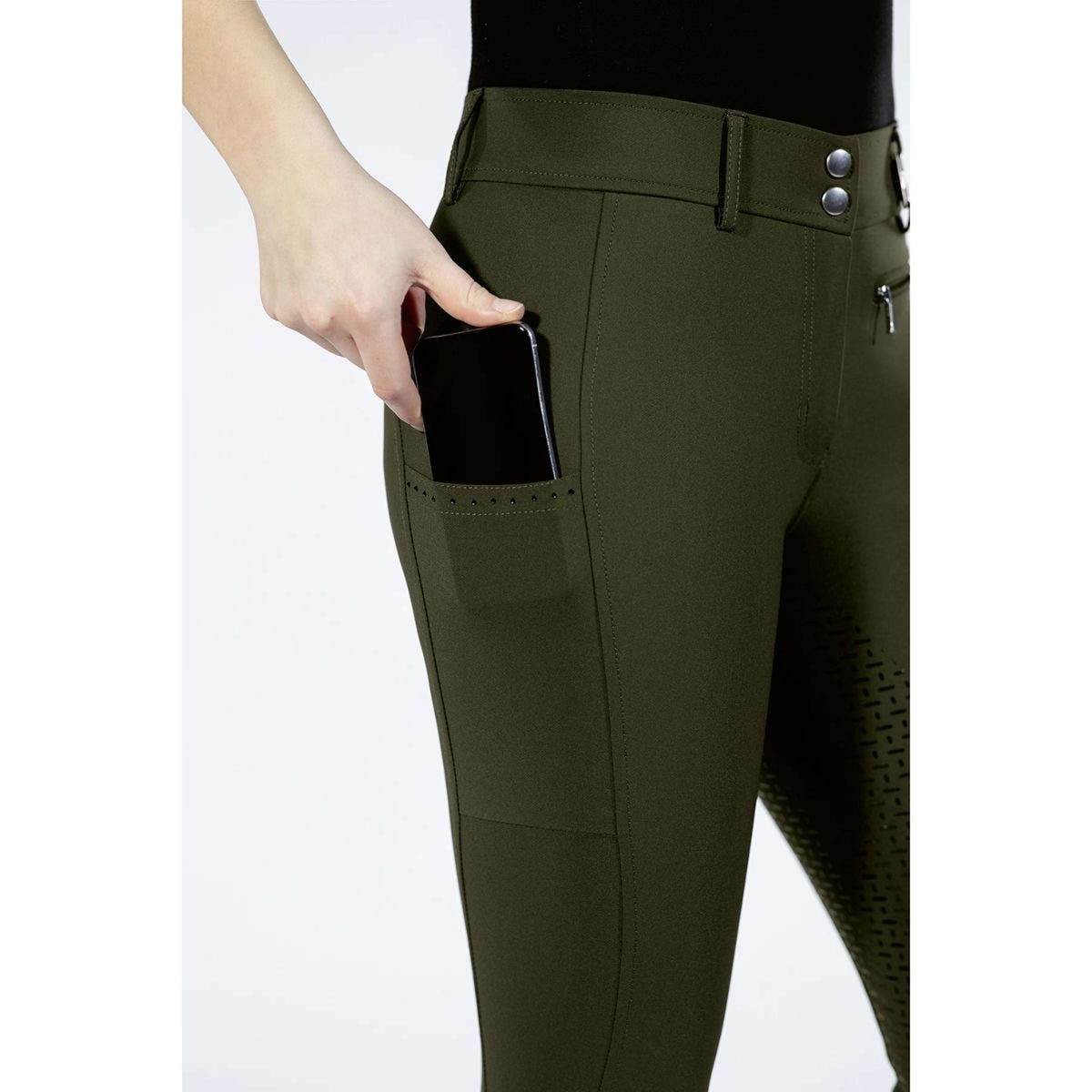 HKM Breeches Lea Silicon Full Grip Dark Green