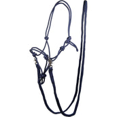 HKM Rope Halter with Rein Black