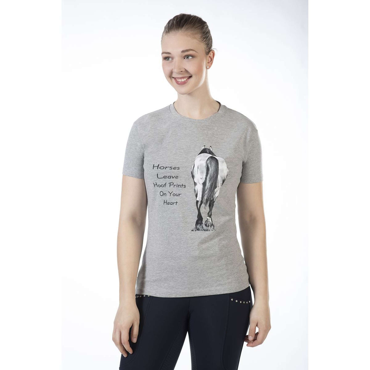 HKM Shirt Horses leave Hoofprints Short Sleeves Grey