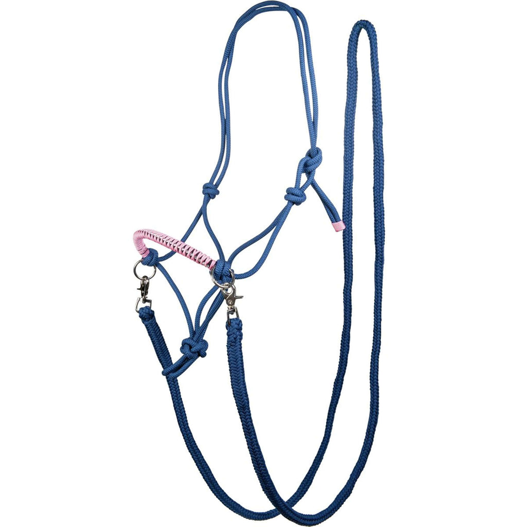 HKM Rope Halter Deko with Rein Azure/Pink