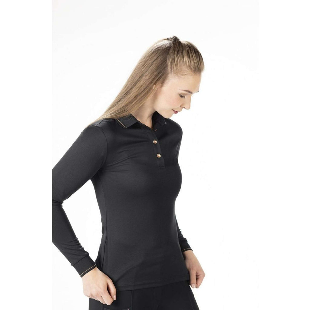 HKM Poloshirt Rosegold Glamour Longsleeve Black/Rosegold