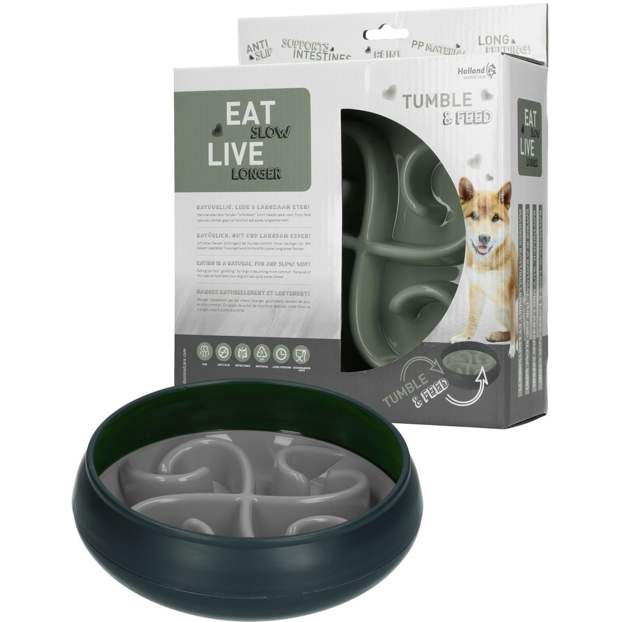 Eat Slow Live Longer Tumble Feeder Grey