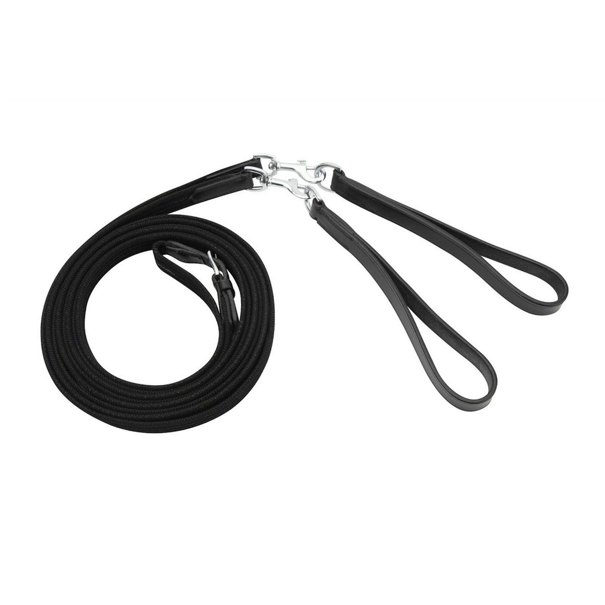 HORKA Draw Reins Webband 2 Loops Black/Silver