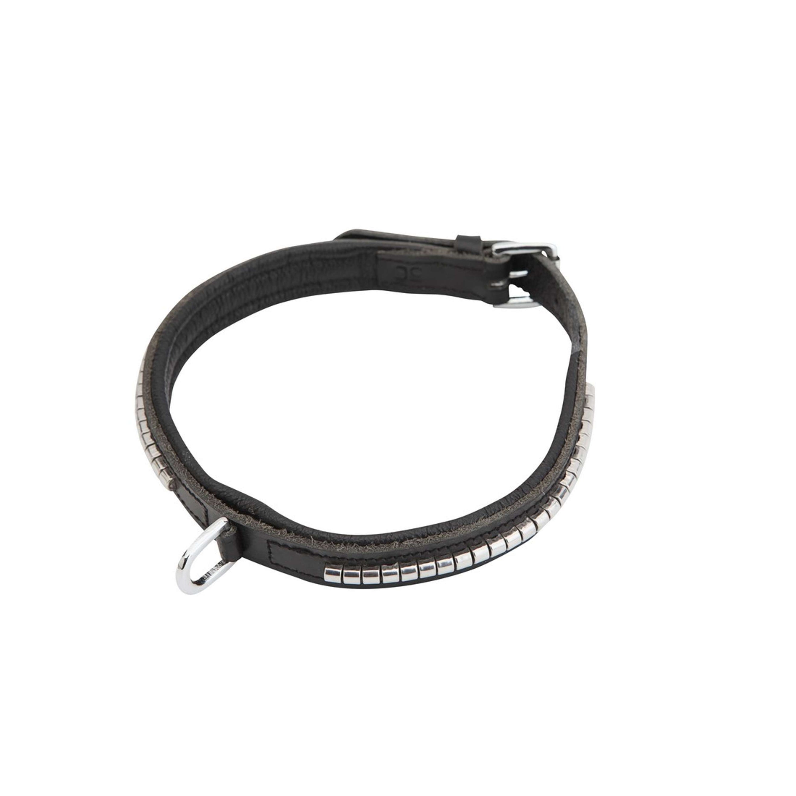 Horka Dog Collar Leather Clincher Black/Silver