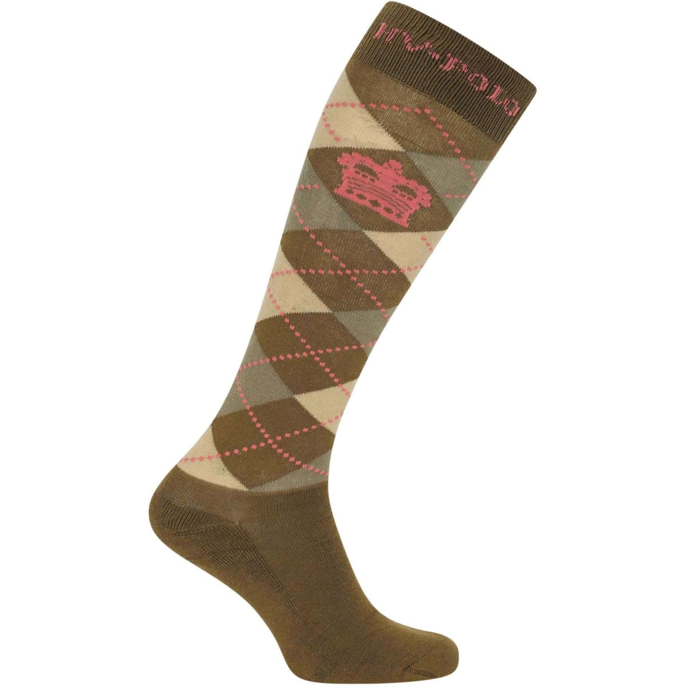 HV Polo Socks Argyle Dark Oil/Rosebloom