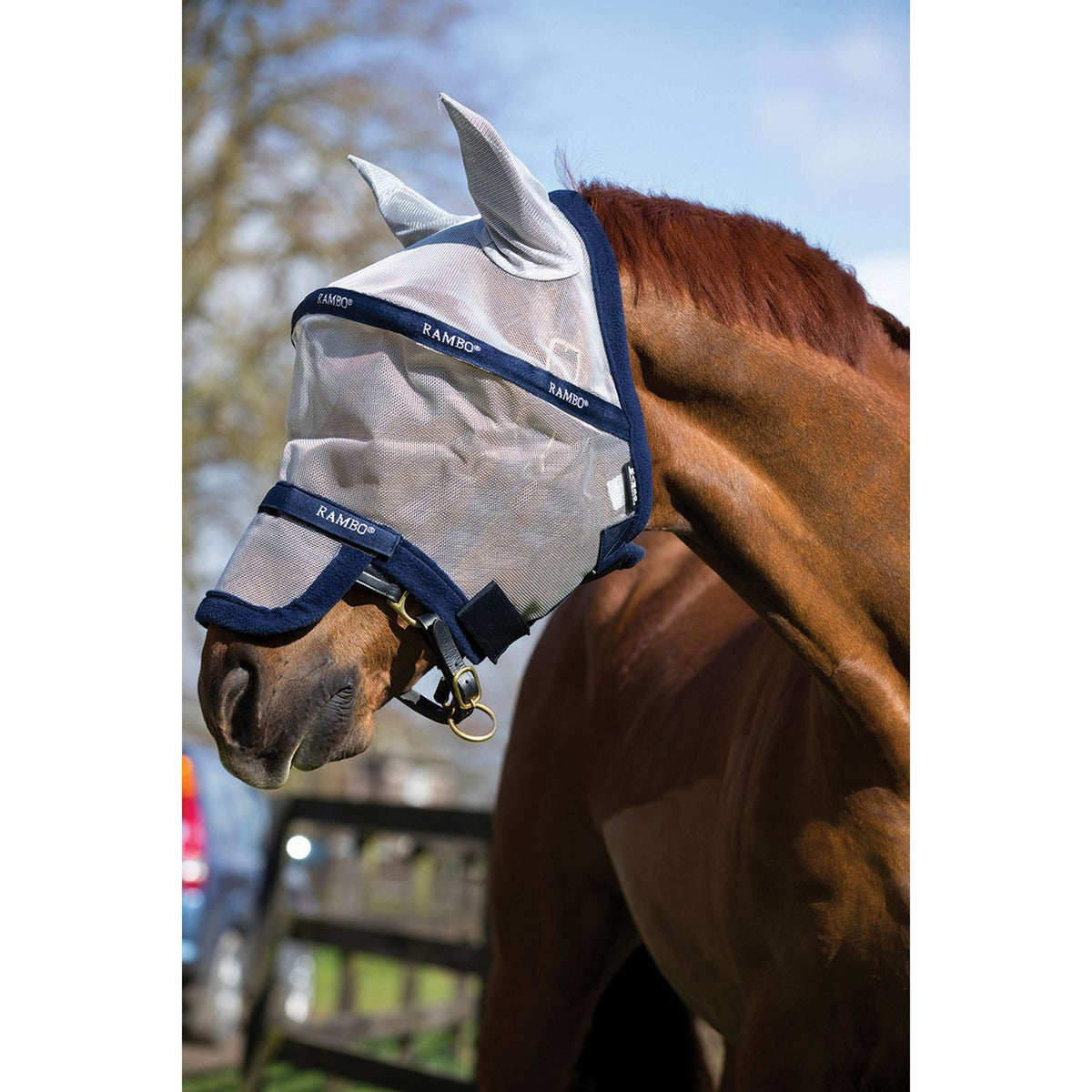 Rambo Fly Mask Plus Navy/Silver