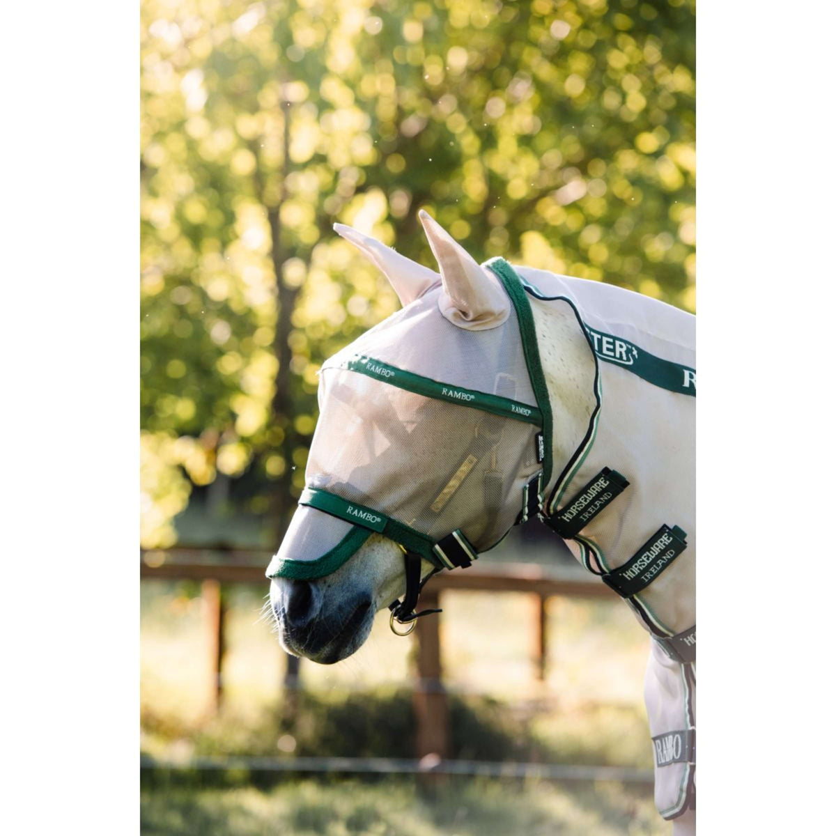 Rambo Fly Mask Plus Oatmeal/Green