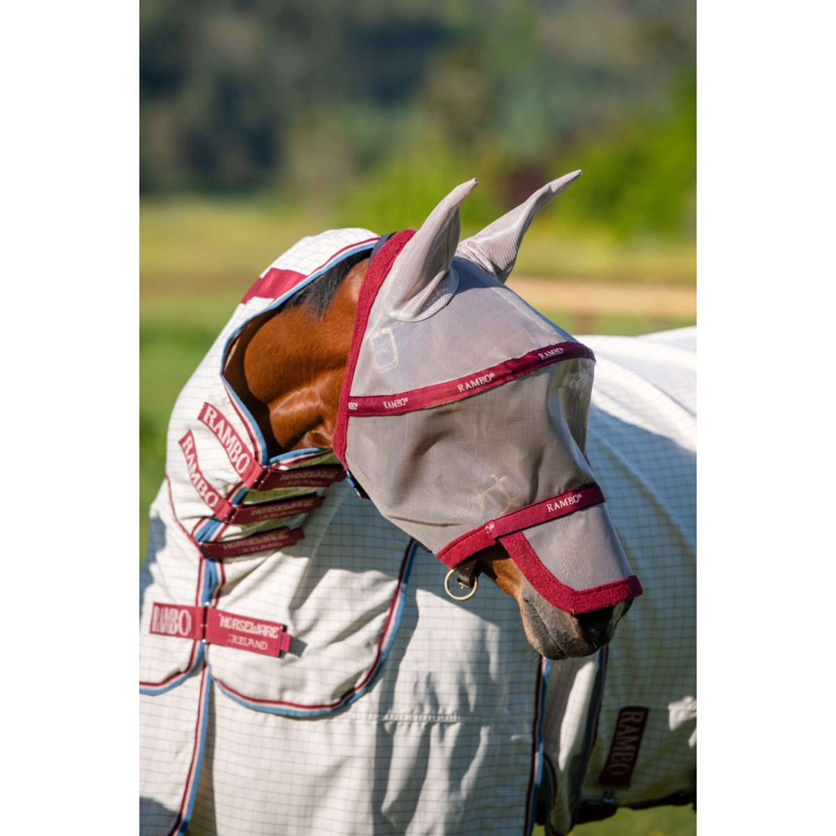 Rambo Fly Mask Plus Oatmeal/Cherry