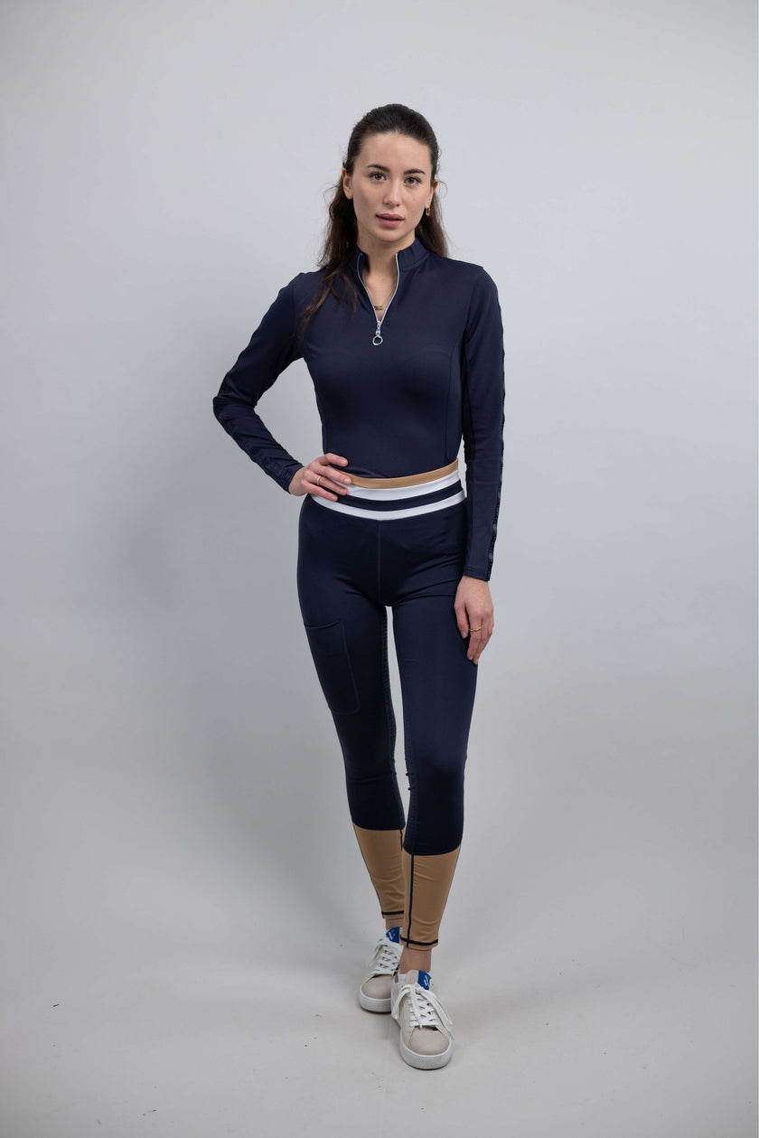 Harcour Riding Legging Brookie Full Grip Navy/Iced Coffee