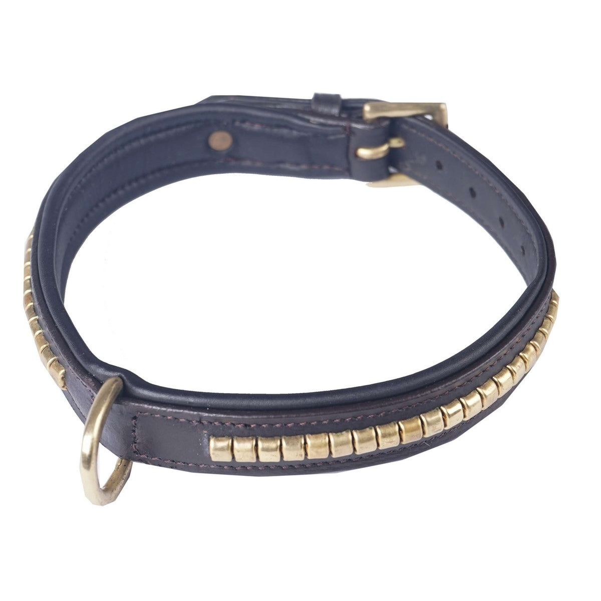 HORKA Dog Collar Leather Clincher brown/gold