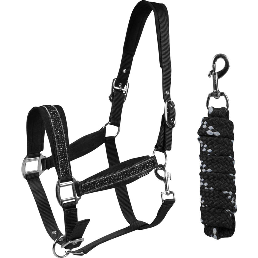 Horka Head Collar Set Equestrian Pro Crystals & Pearls Black