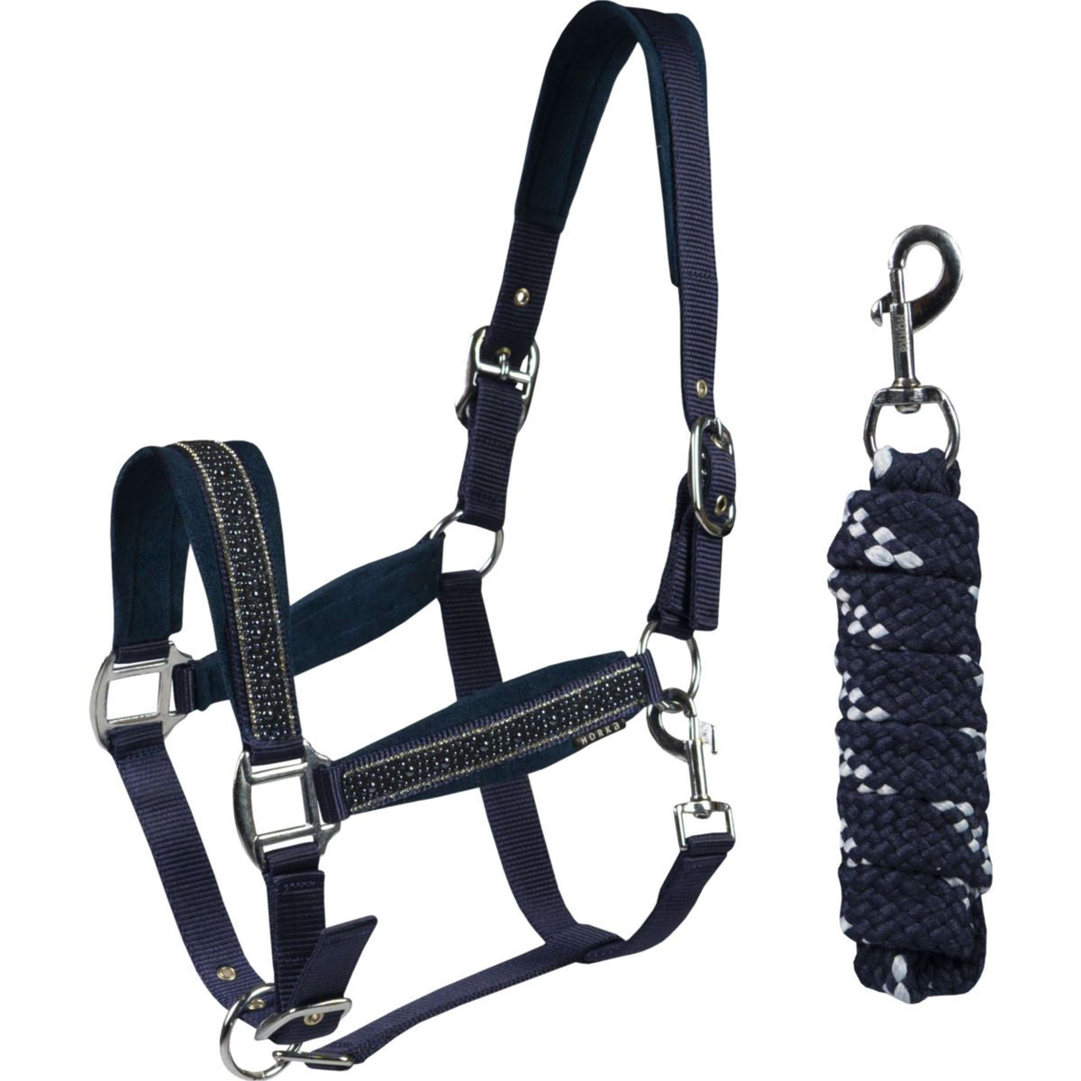 Horka Head Collar Set Equestrian Pro Crystals & Pearls Blue