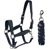 Horka Head Collar Set Equestrian Pro Crystals & Pearls Blue