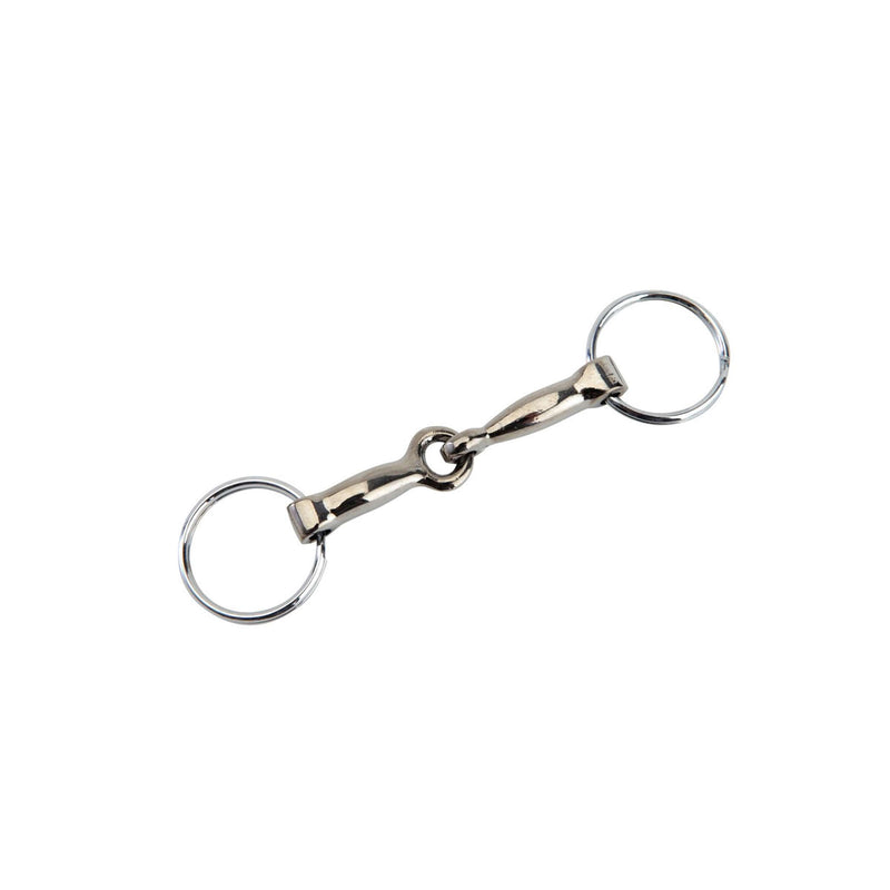 Red Horse Keychain Loose Ring Snaffle Bit Silver