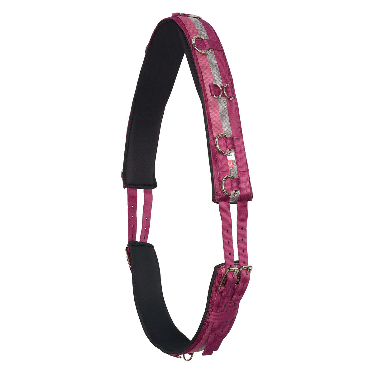 Imperial Riding Lunging Girth Deluxe Nylon Rose/Bordeaux/Silver