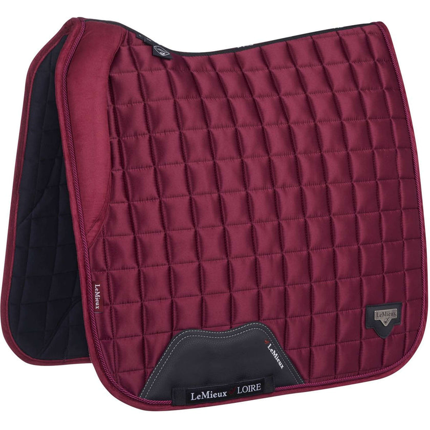 LeMieux Saddlepad Loire Memory Satin Square Dressage Mulberry