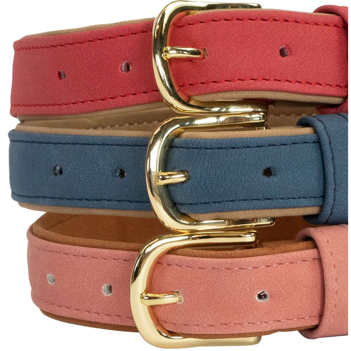 Kentucky Dog Collar Soft Vegan Leather Red/Beige