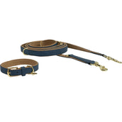 Kentucky Dog Leash Vegan Leather Navy/Beige