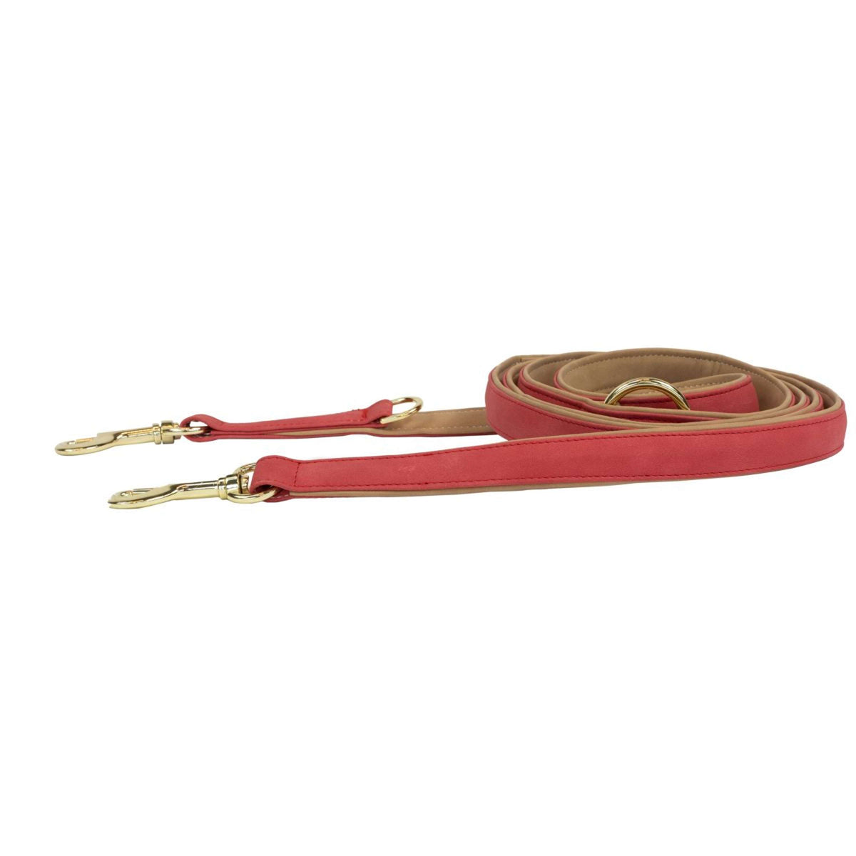 Kentucky Dog Leash Vegan Leather Red/Beige