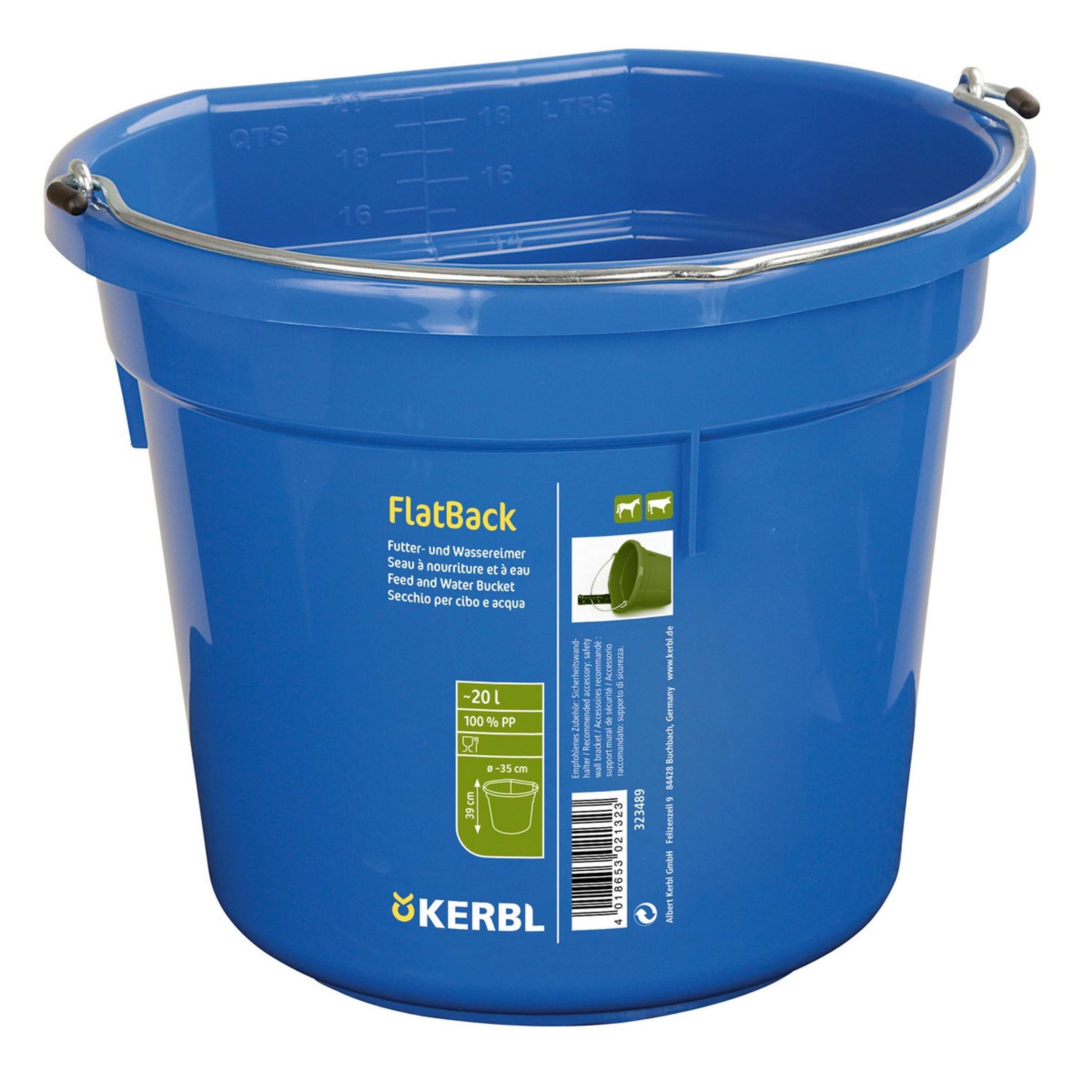 Kerbl Feed and Water Bucket FlatBack Blue