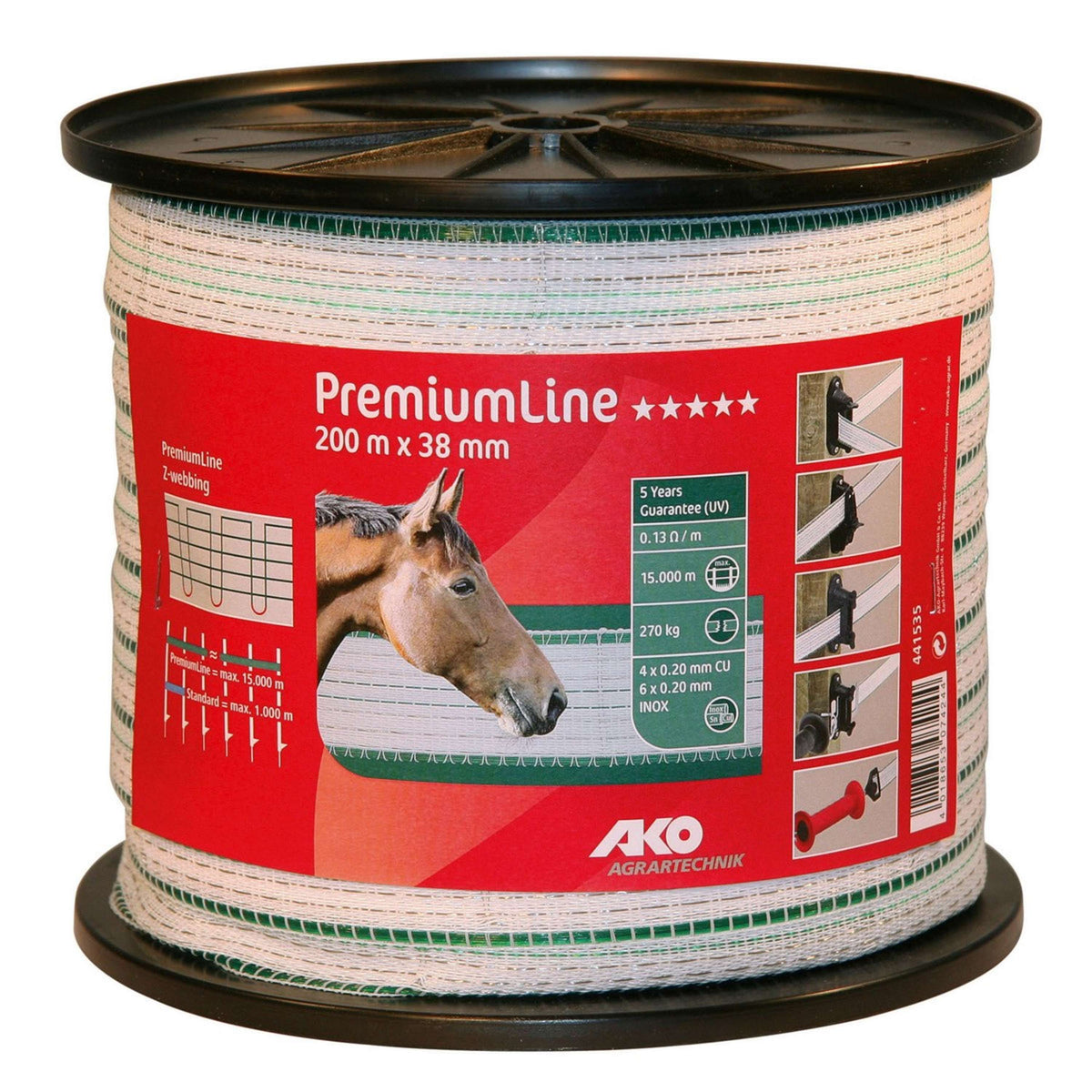 Ako Fencing Tape PremiumLine White/Green