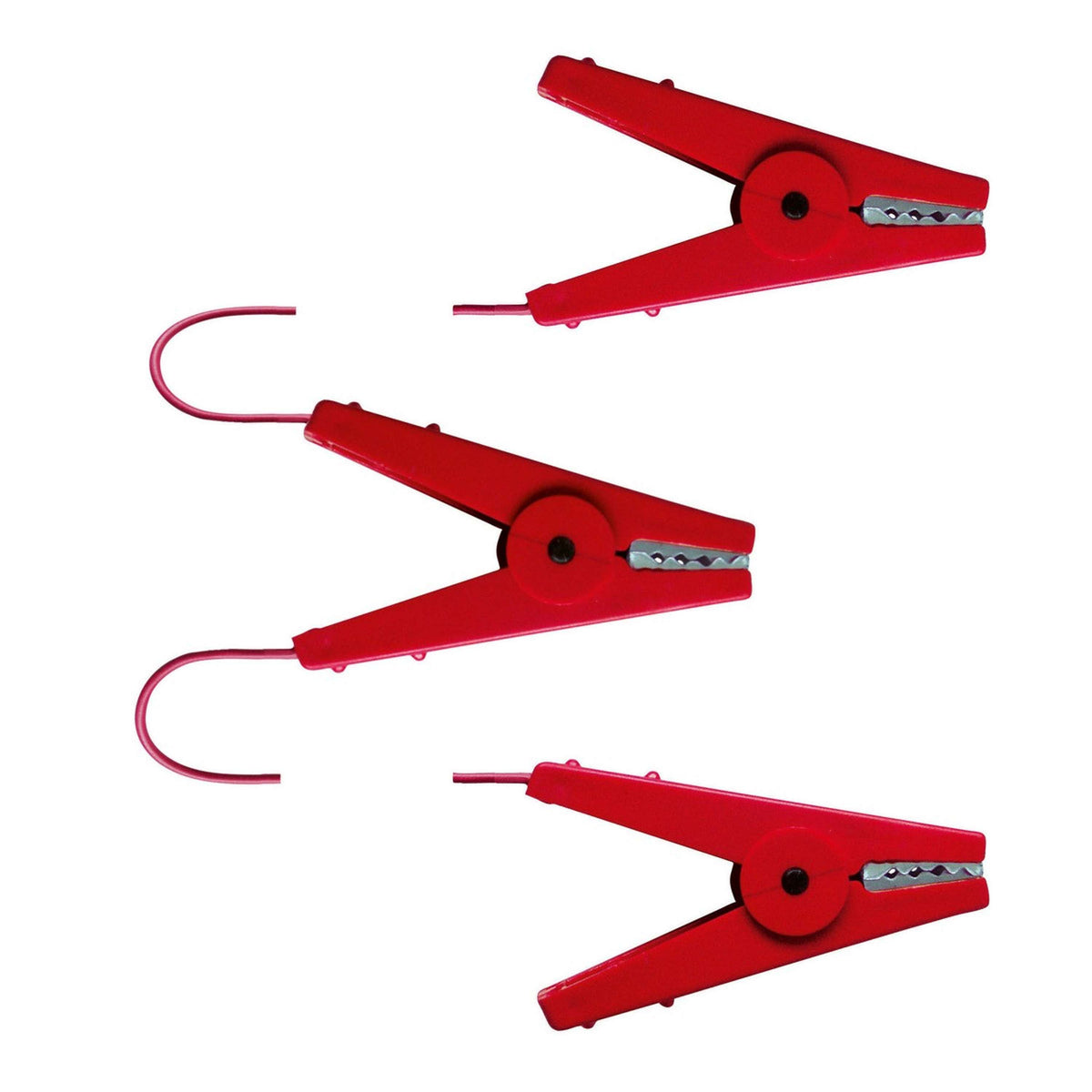 Ako Fence Connection Cable Triple Crocodile Clips Red