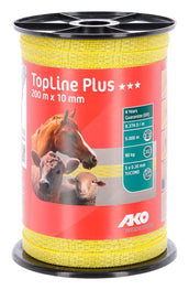 Ako Fencing Ribbon TopLine Plus 10mm x200m TriCond Yellow