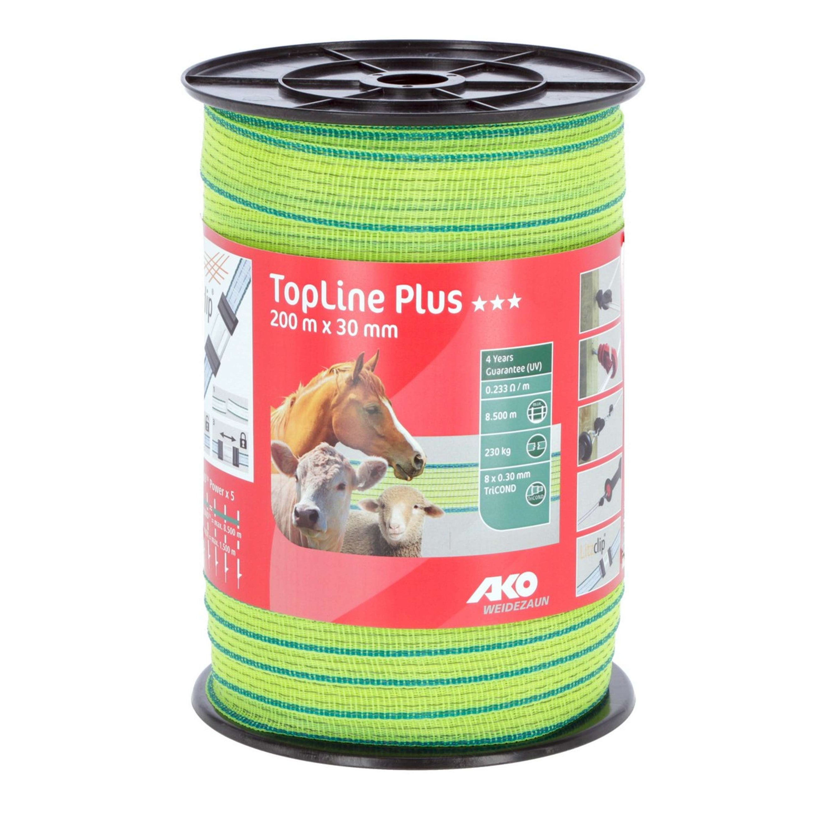 Ako Fencing Ribbon TopLine Plus 30mm x200m TriCond Yellow/Blue