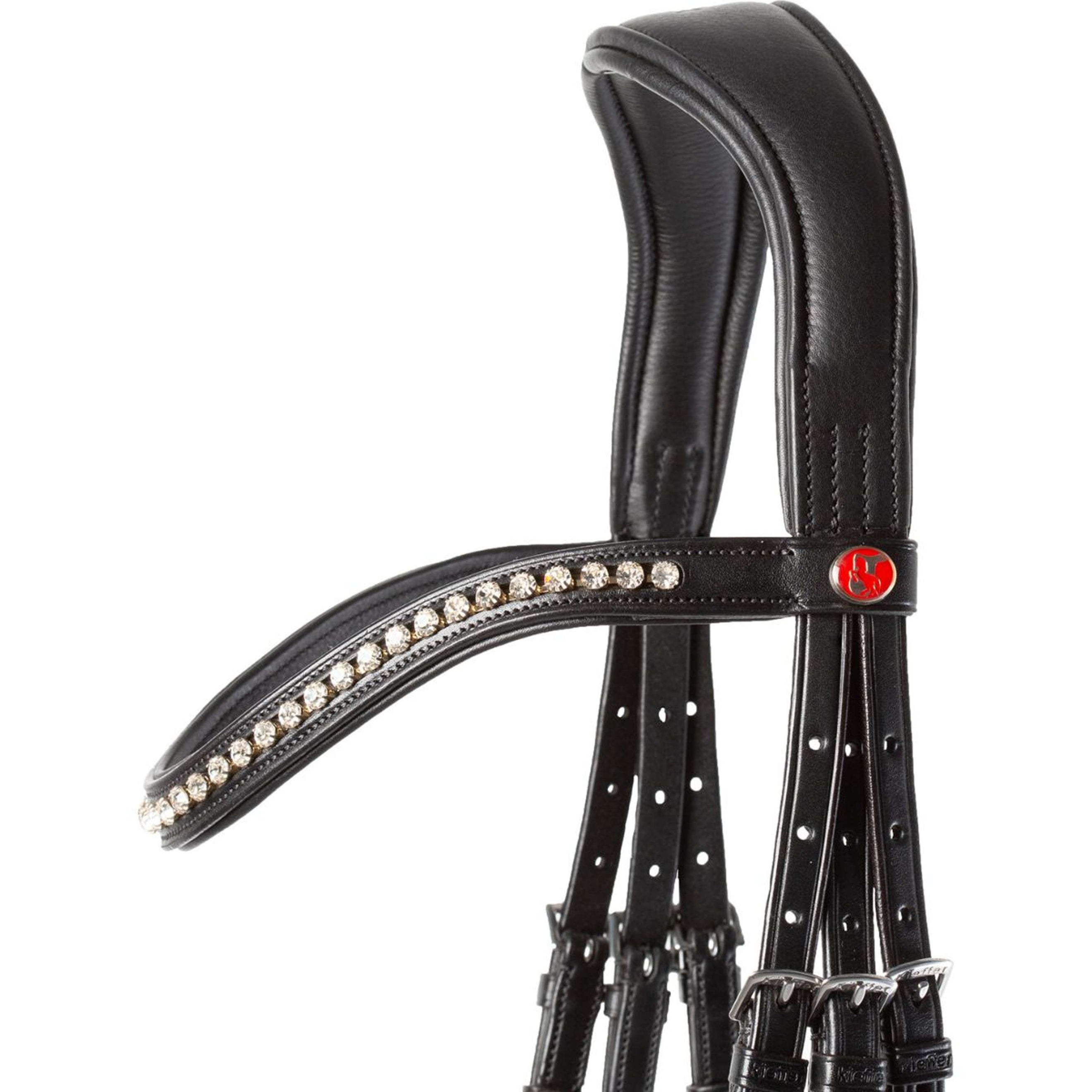 Kieffer Snaffle Bridle Ultrasoft Sue With Crystals Black/Light brown