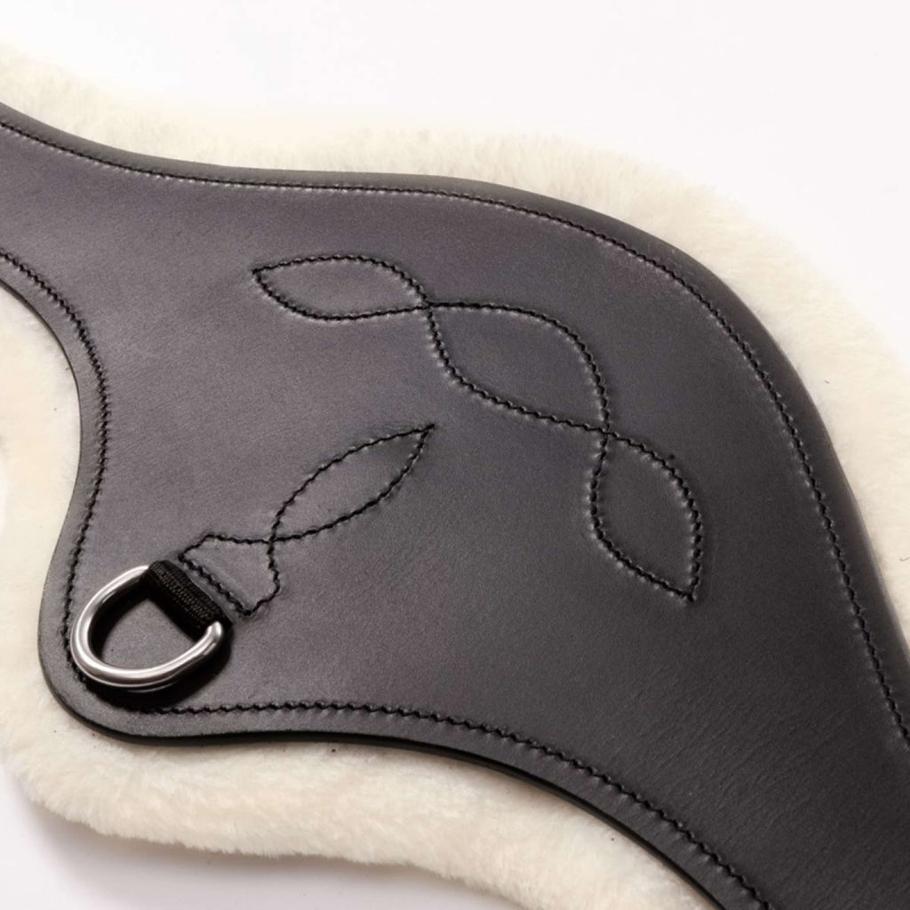 Kavalkade General Purpose Girth Casper Oiled Leather Faux Fur with Elastic Black/Natural