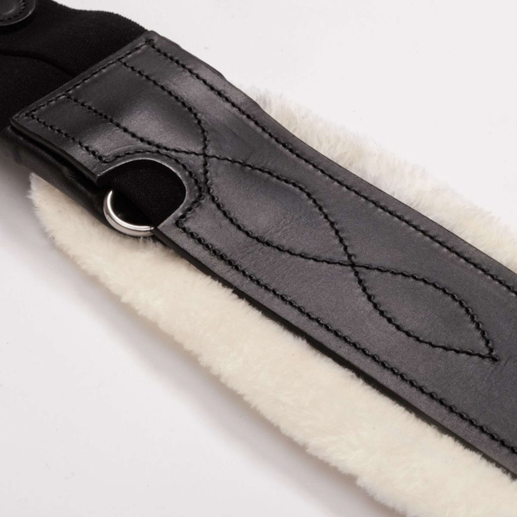 Kavalkade General Purpose Girth Casper Oiled Leather Faux Fur with Elastic Black/Natural