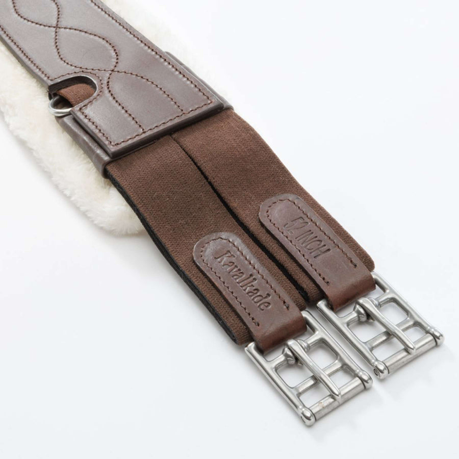 Kavalkade General Purpose Girth Casper Oiled Leather Faux Fur with Elastic Brown/Natural