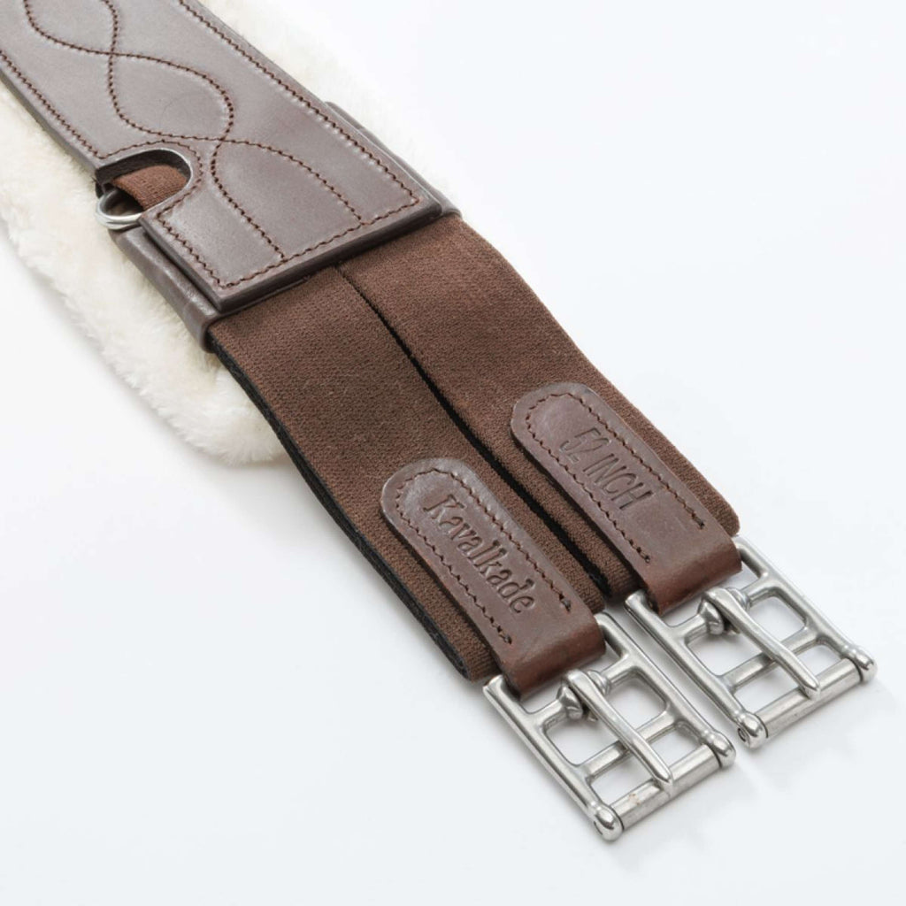 Kavalkade General Purpose Girth Casper Oiled Leather Faux Fur with Elastic Brown/Natural