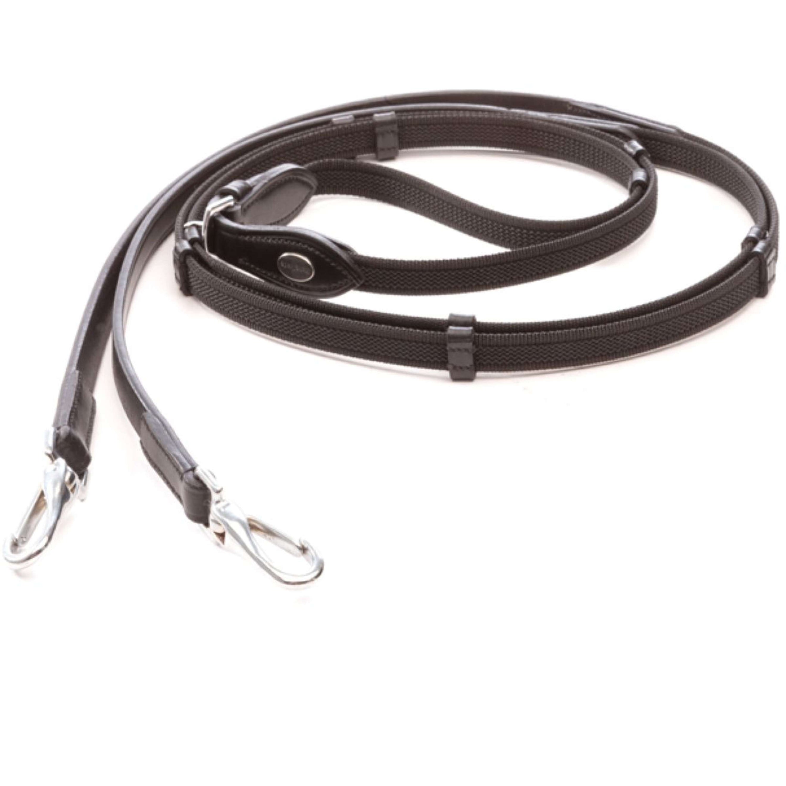 Kavalkade Reins Rubber with Carabiners Black