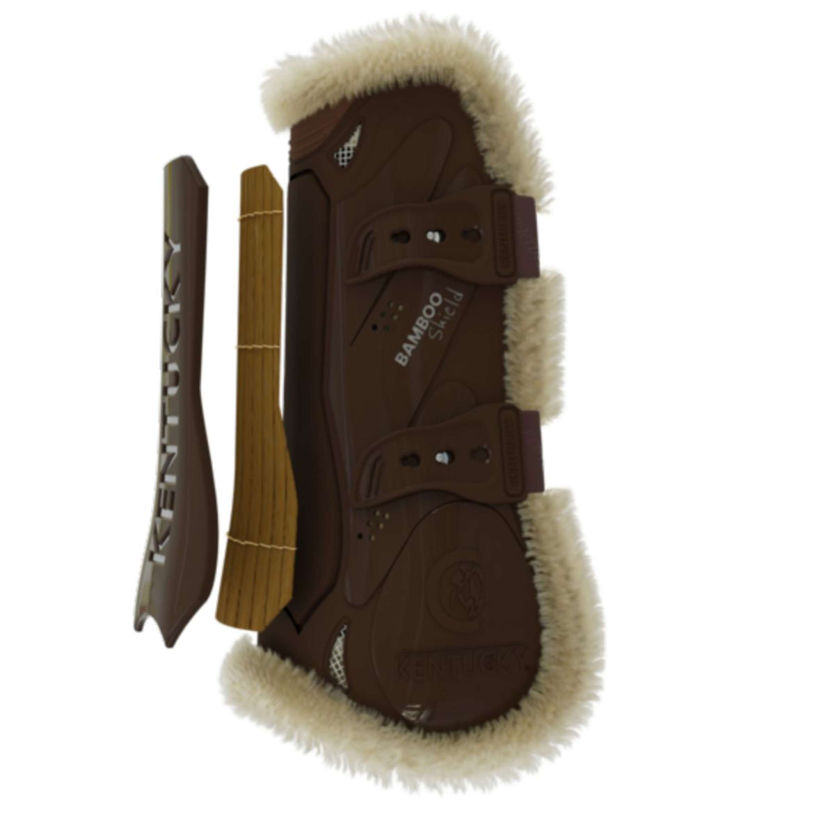 Kentucky Horsewear Tendon Boots Bamboo Elastic Vegan Sheepskin Brown