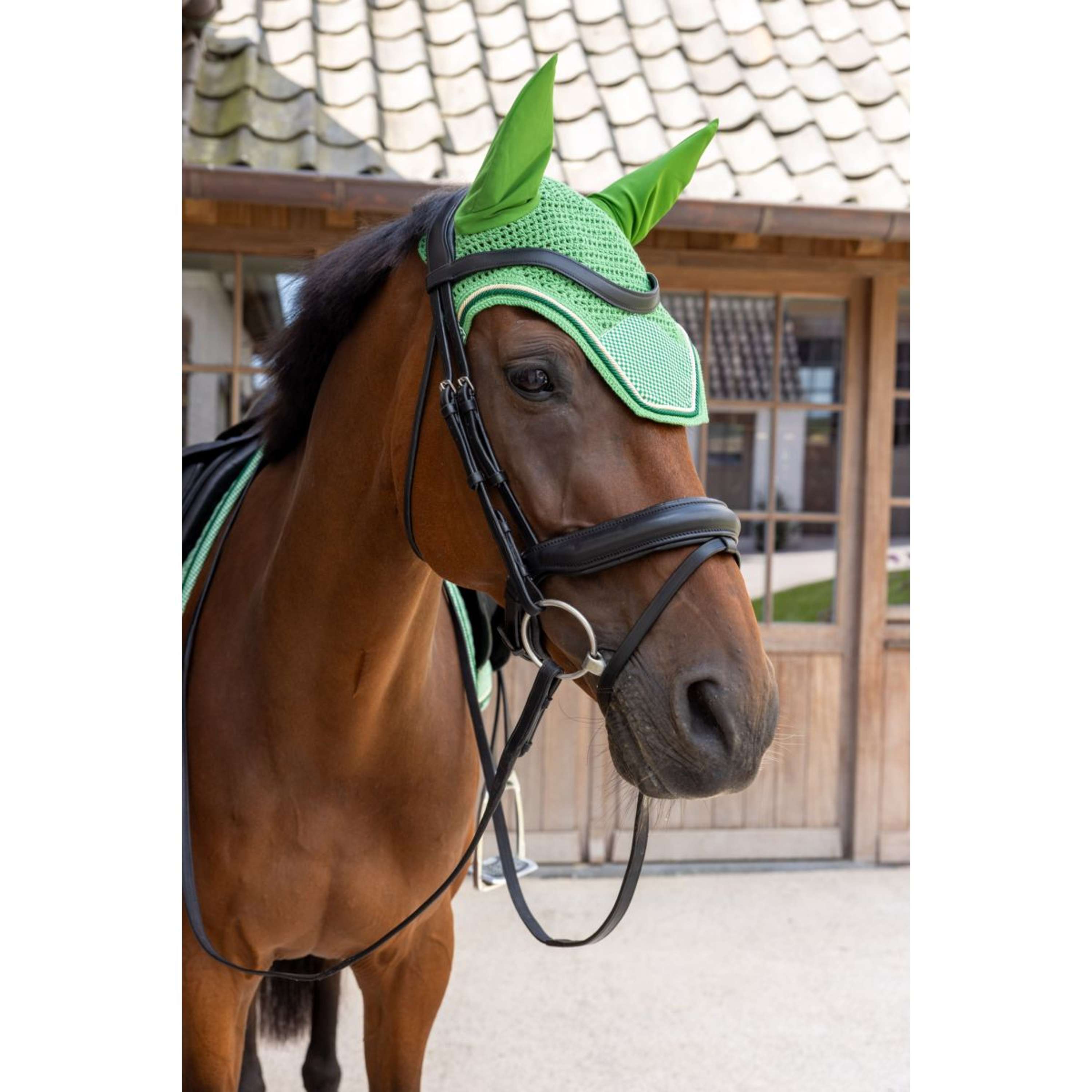 Kentucky Ear Bonnet Wellington Velvet Chess Green
