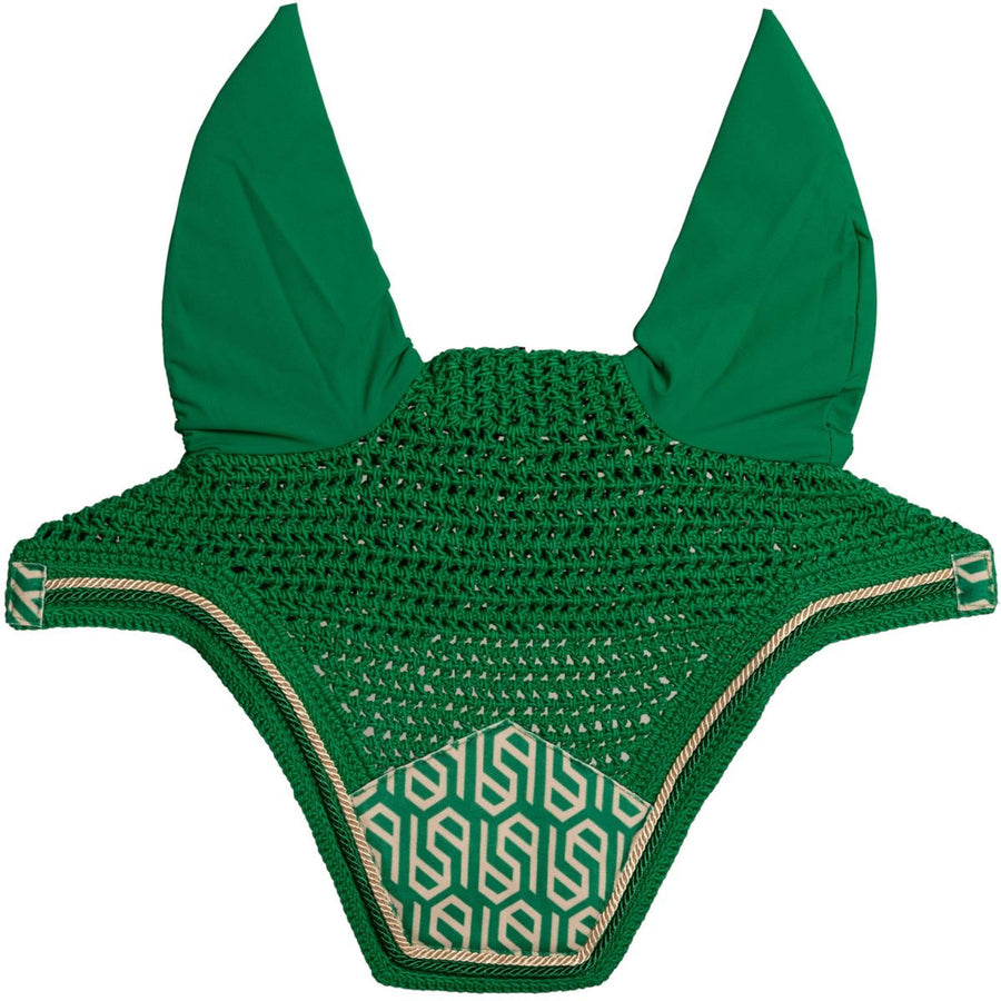 Kentucky Ear Bonnet Wellington Velvet Maze Cipher White/Green