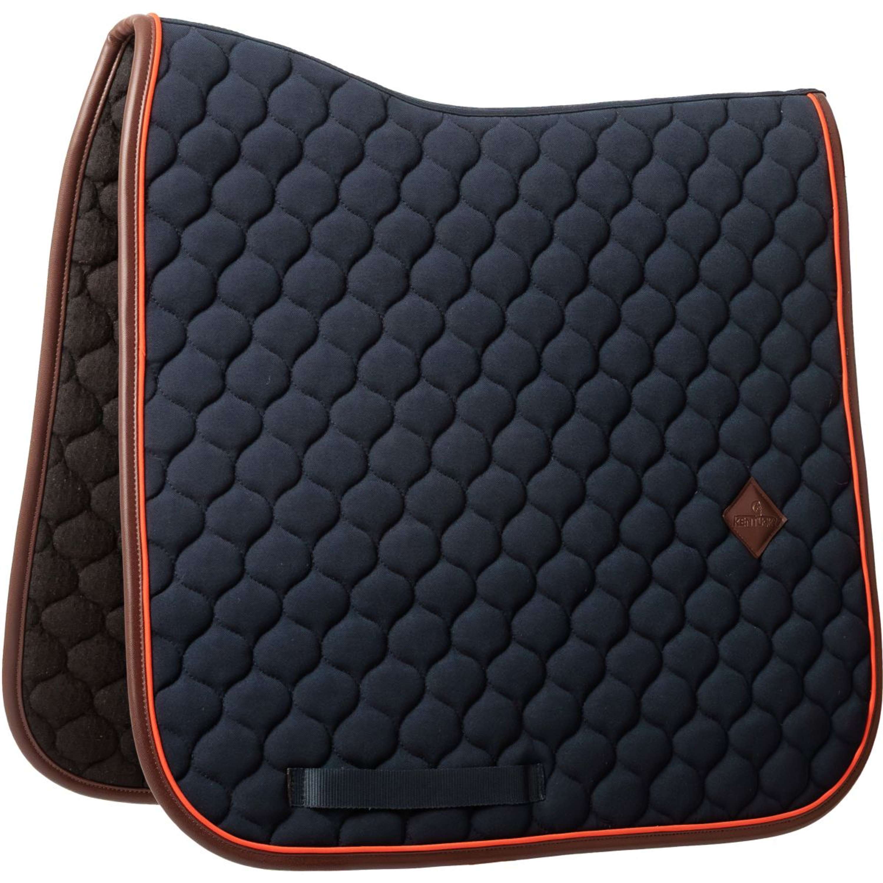 Kentucky Horsewear Saddlepad Onion Quilt Leather Neon Dressage Navy