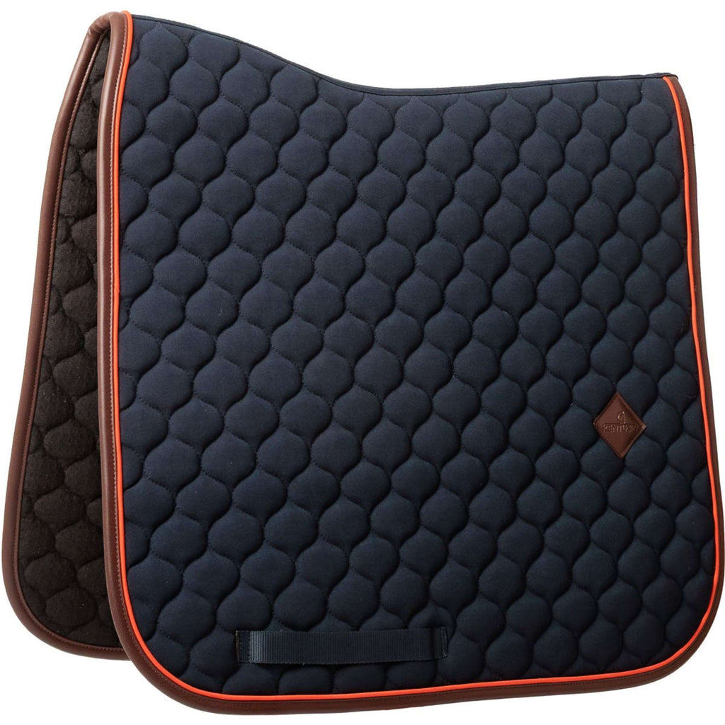 Kentucky Horsewear Saddlepad Onion Quilt Leather Neon Dressage Navy