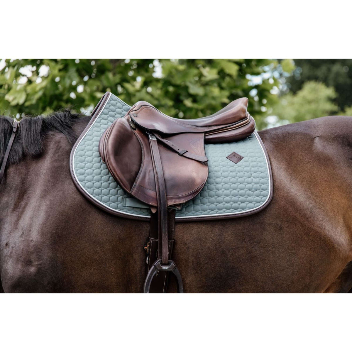 Kentucky Saddlepad Jumping Classic Leather Dusty Green