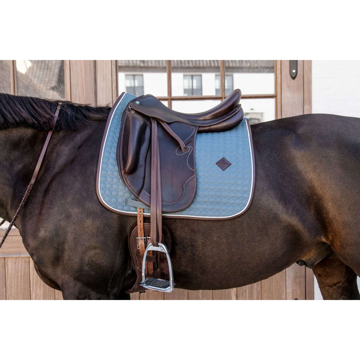 Kentucky Dressage Saddle Pad Classic Leather Dusty Blue