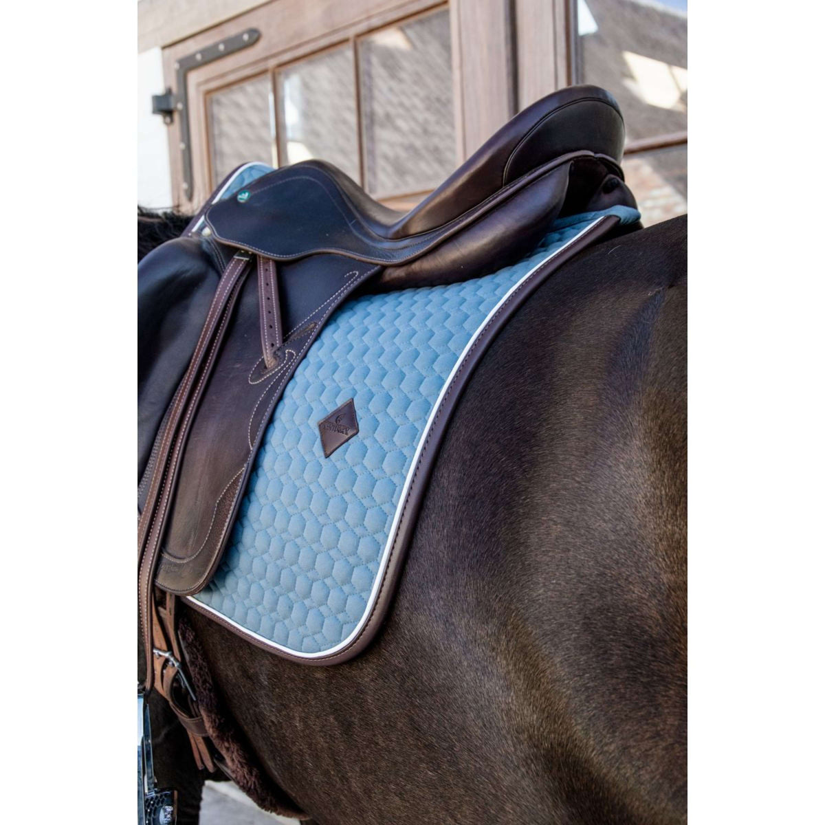 Kentucky Dressage Saddle Pad Classic Leather Dusty Blue