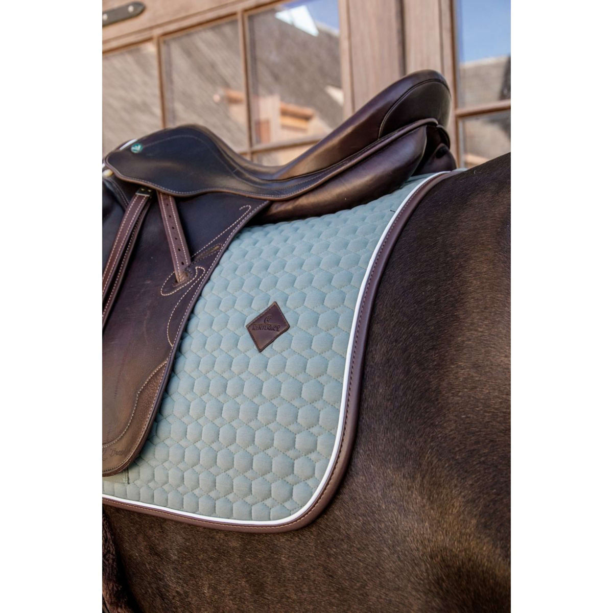 Kentucky Dressage Saddle Pad Classic Leather Dusty Green