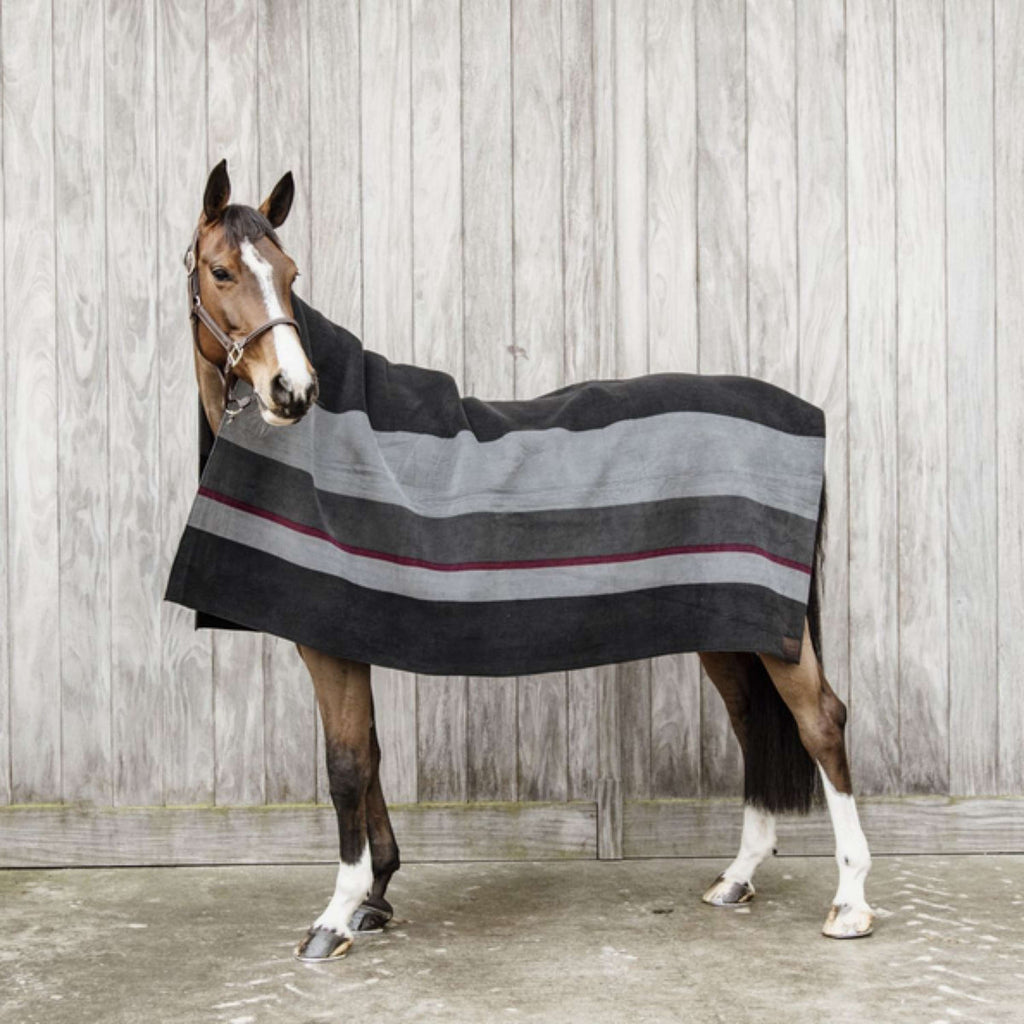 Kentucky Fleece Rug Heavy Square Stripes Black/Grey
