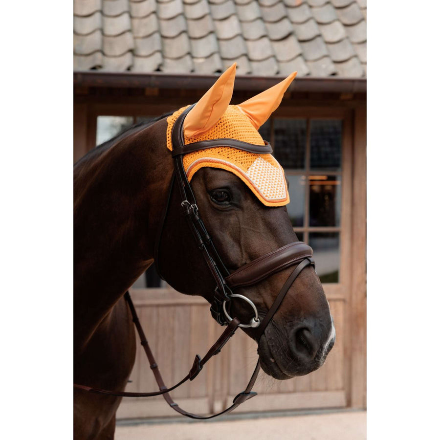 Kentucky Ear Bonnet Wellington Velvet Flags Orange