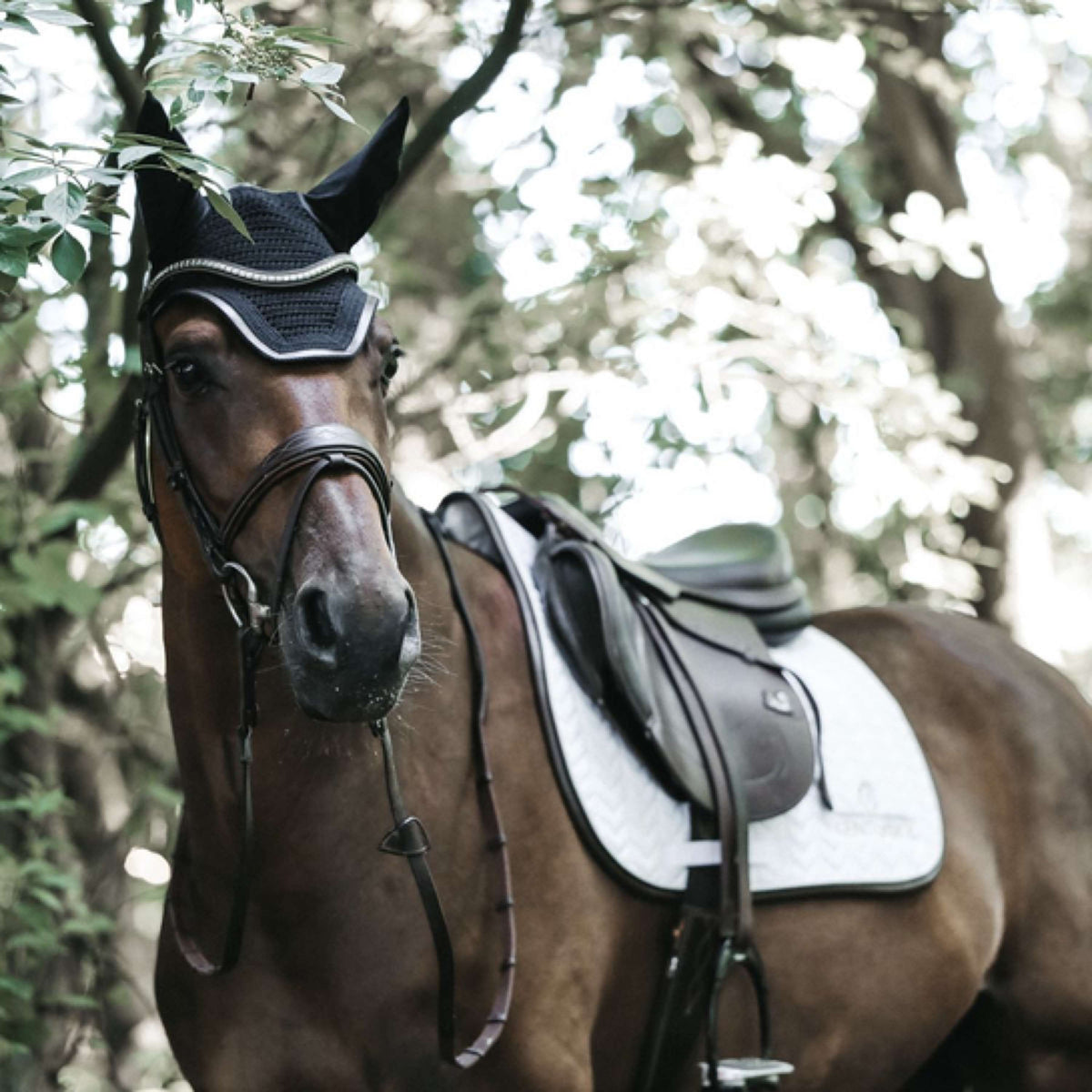 Kentucky Saddlepad Jumping Fishbone Leather White