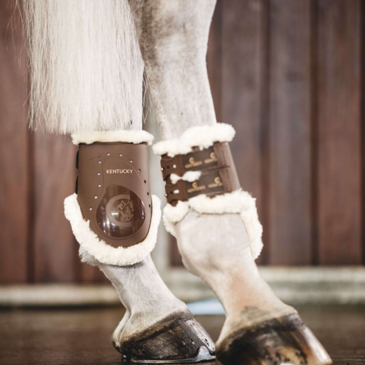 Kentucky Horsewear Fetlock Boots Sheepskin Elastic Brown